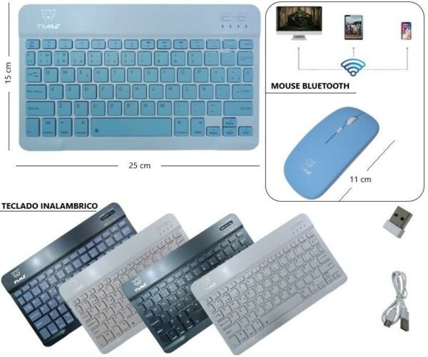 KIT  TECLADO Y MOUSE INALAMBRICO C/BT TMU-001
